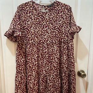 Maternity Flounce Sleeve Floral Smock Dress
